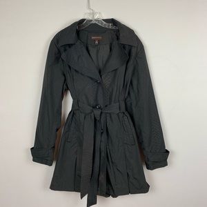 Dana Buchman Black Snake Skin Trench Coat Size Xl